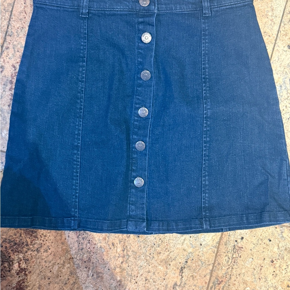 Denim Button-Front Skirt